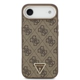 Guess PU Leather 4G Strass Triangle Logo Gold Frame MagSafe Zadní Kryt pro iPhone Air Brown