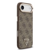 Guess PU Leather 4G Strass Triangle Logo Gold Frame MagSafe Zadní Kryt pro iPhone Air Brown