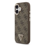 Guess PU Leather 4G Strass Triangle Logo Gold Frame MagSafe Zadní Kryt pro iPhone 17 Brown