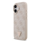 Guess PU Leather 4G Strass Triangle Logo Gold Frame MagSafe Zadní Kryt pro iPhone 17 Pink