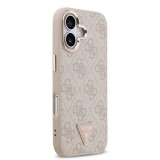 Guess PU Leather 4G Strass Triangle Logo Gold Frame MagSafe Zadní Kryt pro iPhone 17 Pink