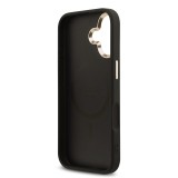 Guess PU Leather 4G Strass Triangle Logo Gold Frame MagSafe Zadní Kryt pro iPhone 17 Black