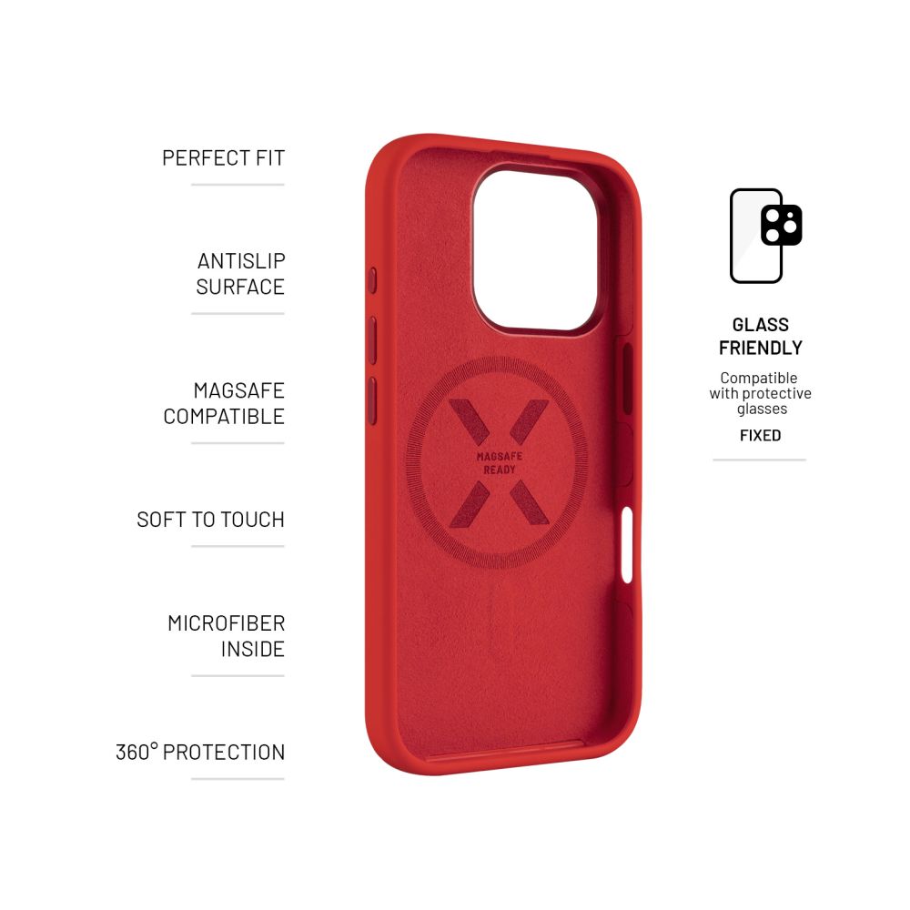 Zadní kryt FIXED MagFlow s podporou MagSafe pro Apple iPhone 17 Pro Max, červený