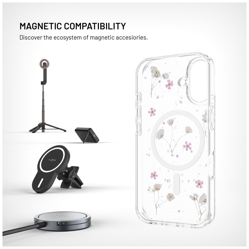 Zadní kryt FIXED MagBloom s podporou MagSafe pro Apple iPhone 16, Blush Plum