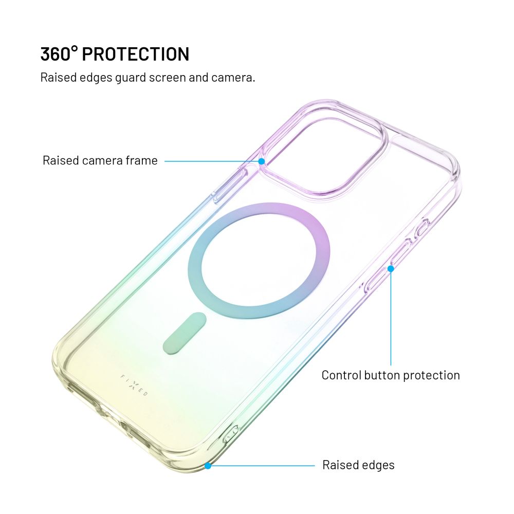 Zadní kryt FIXED MagRainbow s podporou MagSafe pro Apple iPhone 16 Pro, duhový