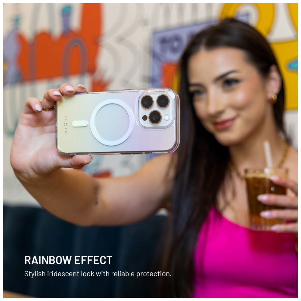 Zadní kryt FIXED MagRainbow s podporou MagSafe pro Apple iPhone 15, duhový