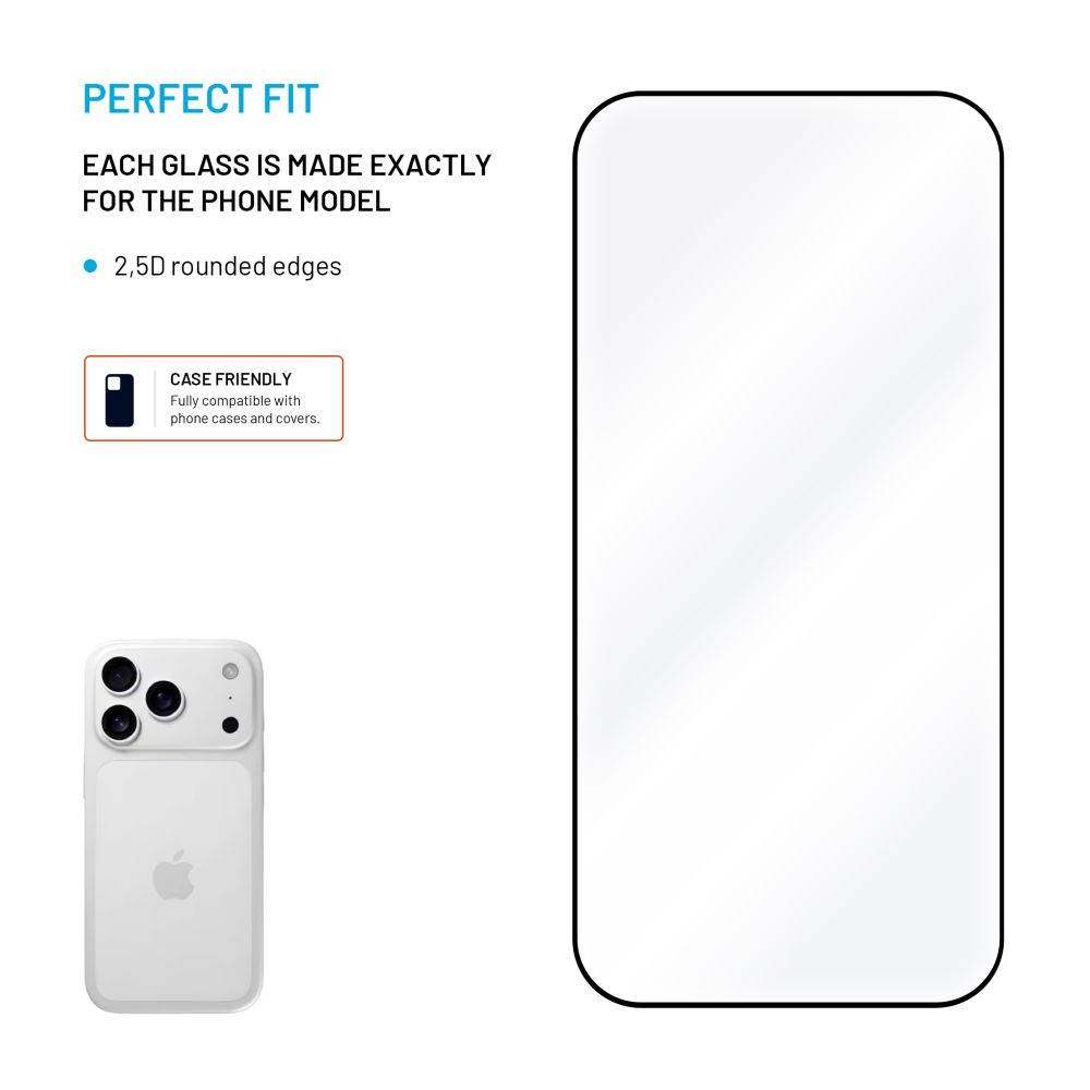 Tvrzené sklo FIXED Full-Cover s aplikátorem pro Apple iPhone 17 Pro, 2ks, černé