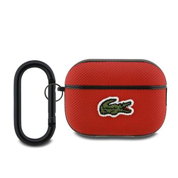Pouzdro Lacoste Petit Pique Croc Logo Patch pro AirPods 4, červená