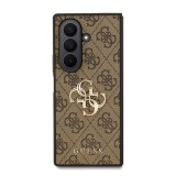Guess PU 4G Metal Logo Zadní Kryt pro Samsung Galaxy Z Fold 7 Brown
