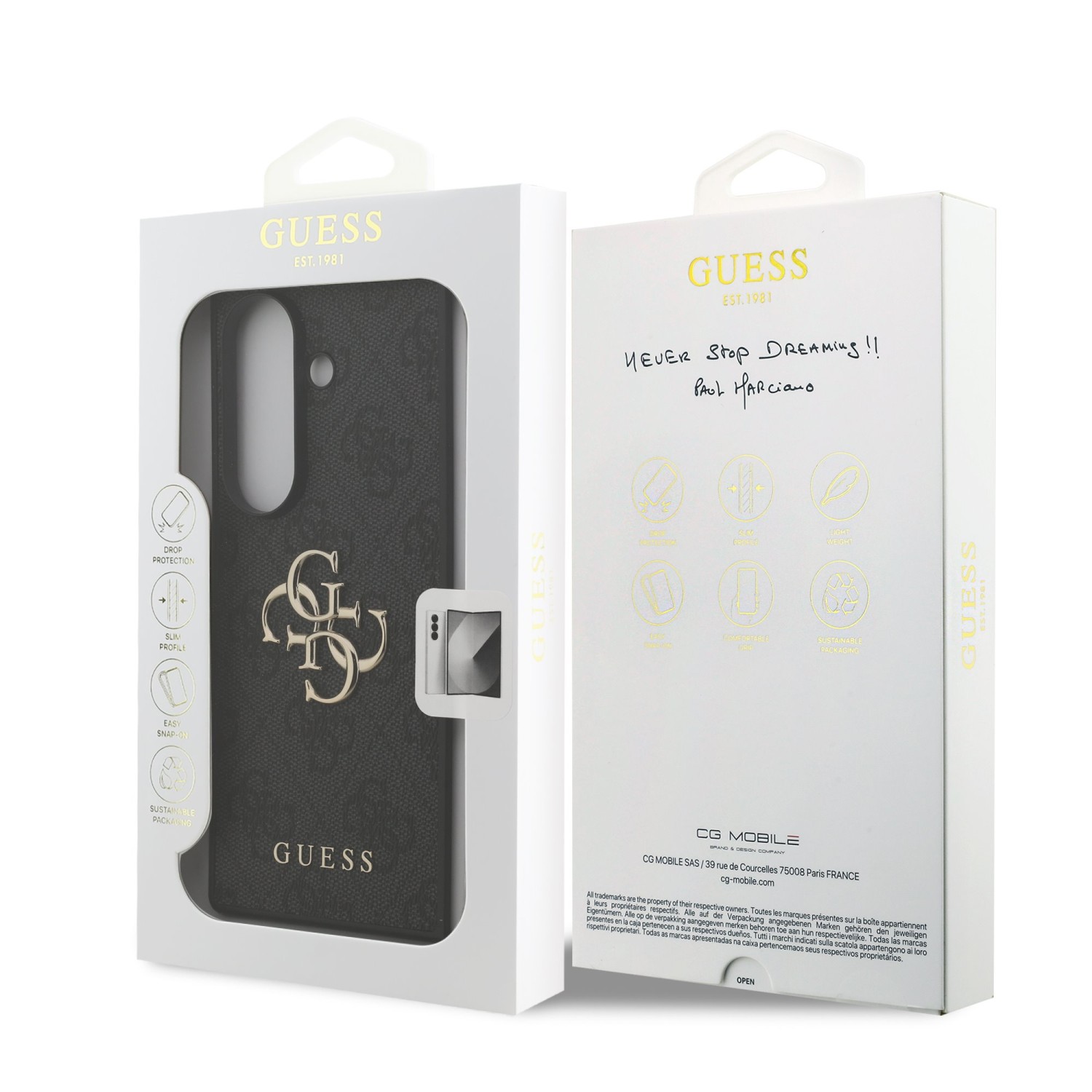 Guess PU 4G Metal Logo Zadní Kryt pro Samsung Galaxy Z Fold 7 Grey