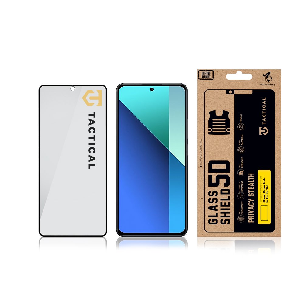 Tactical Glass Shield Privacy Stealth 5D sklo pro Xiaomi Redmi Note 13 4G/5G/14S Black 