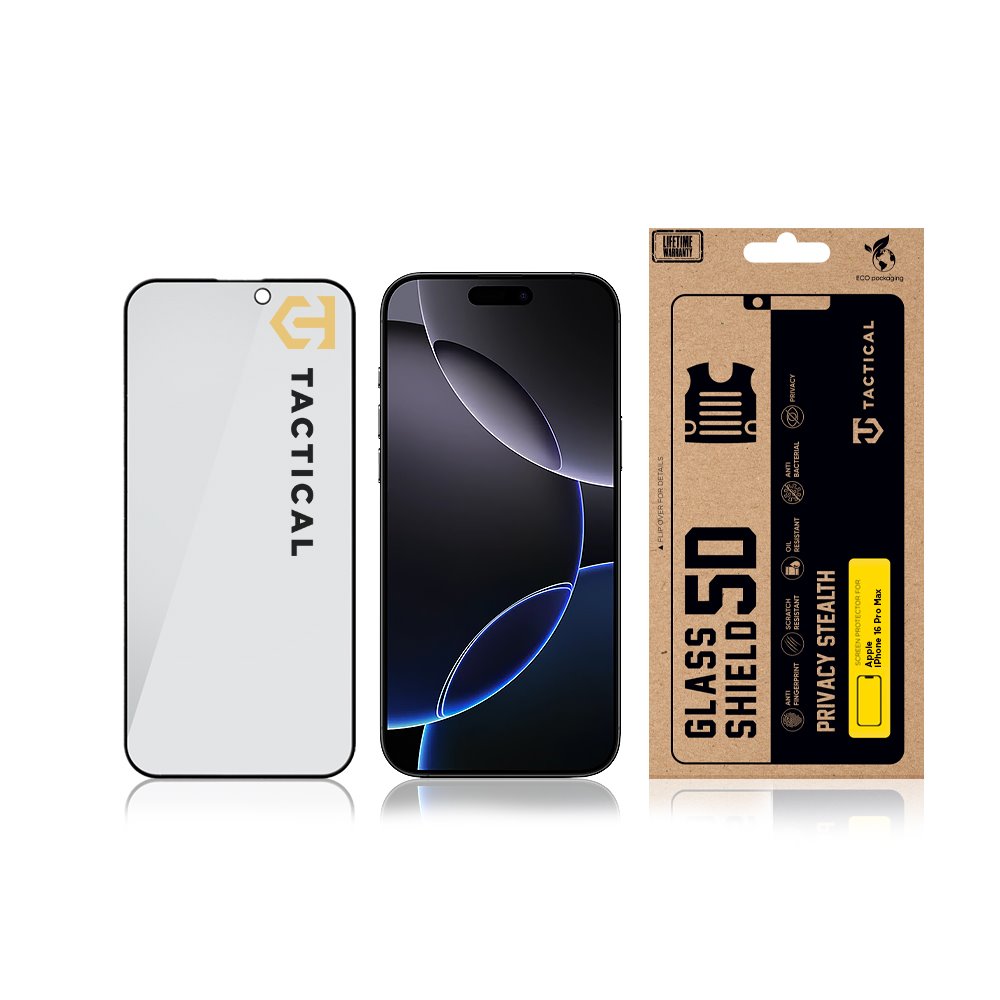 Tactical Glass Shield Privacy Stealth 5D sklo pro Apple iPhone 16 Pro Max Black
