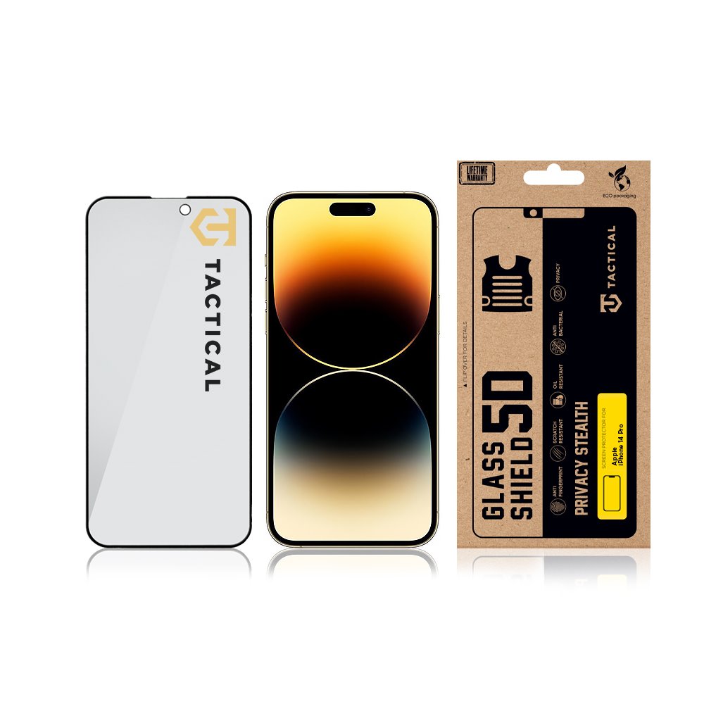Tactical Glass Shield Privacy Stealth 5D sklo pro Apple iPhone 14 Pro Black