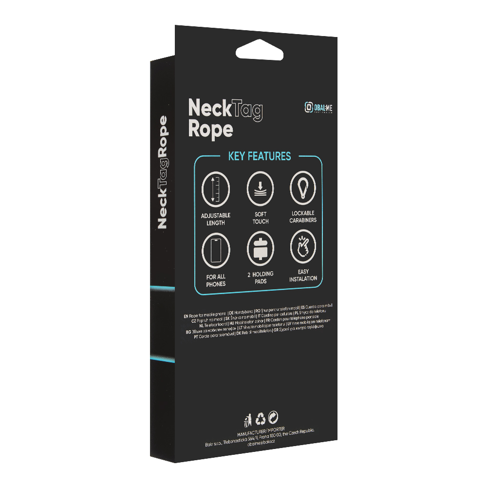 OBAL:ME NeckTag Ribbon Popruh na Telefon Black