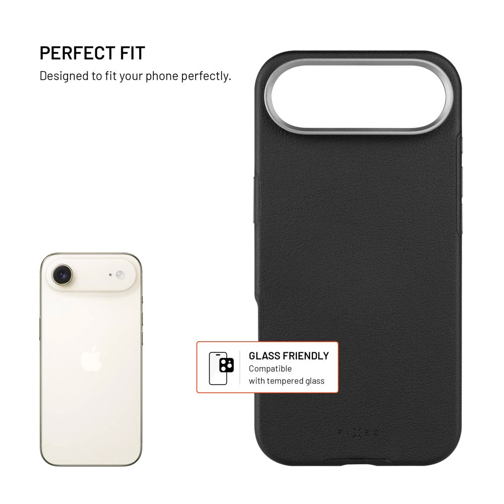 Kryt FIXED MagLeather pro Apple iPhone Air, z veganské kůže s podporou MagSafe, černý