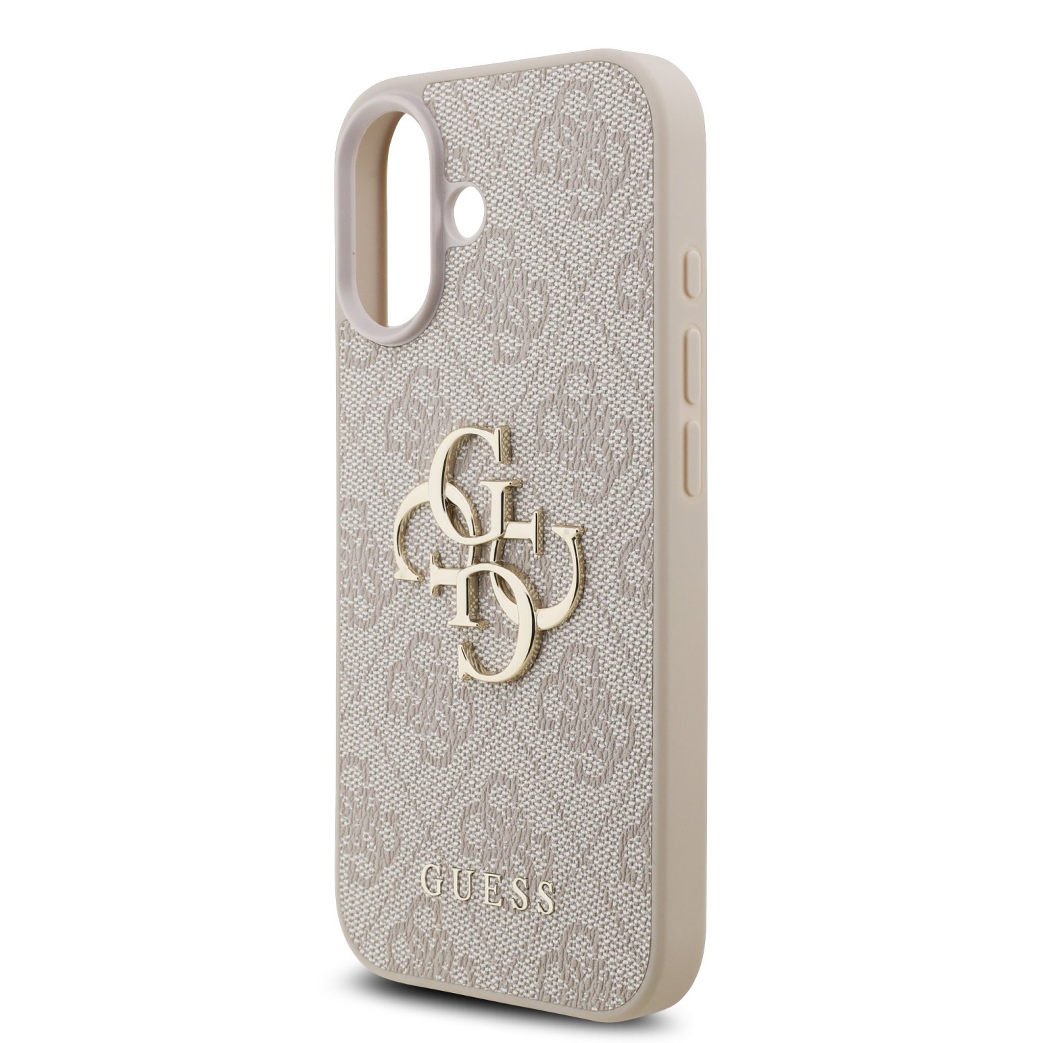 Guess PU 4G Metal Logo Strap Zadní Kryt pro iPhone 17 Pink