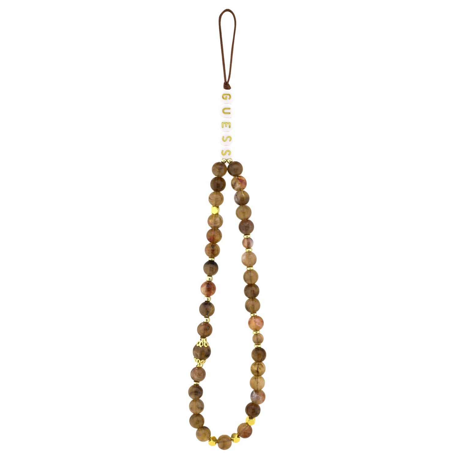 Guess PU 4G Metal Logo Strap Zadní Kryt pro iPhone 17 Pro Max Brown