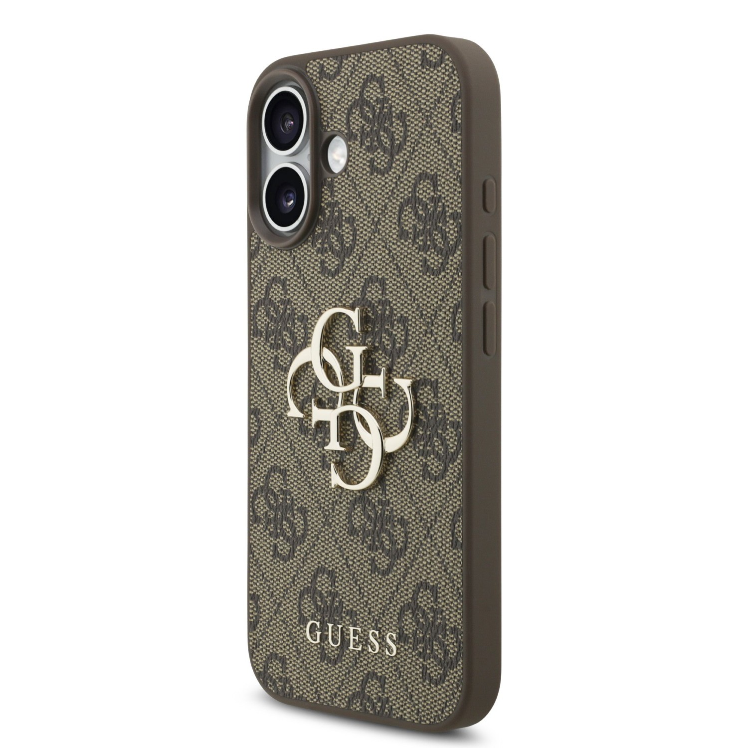 Guess PU 4G Metal Logo Strap Zadní Kryt pro iPhone 17 Brown