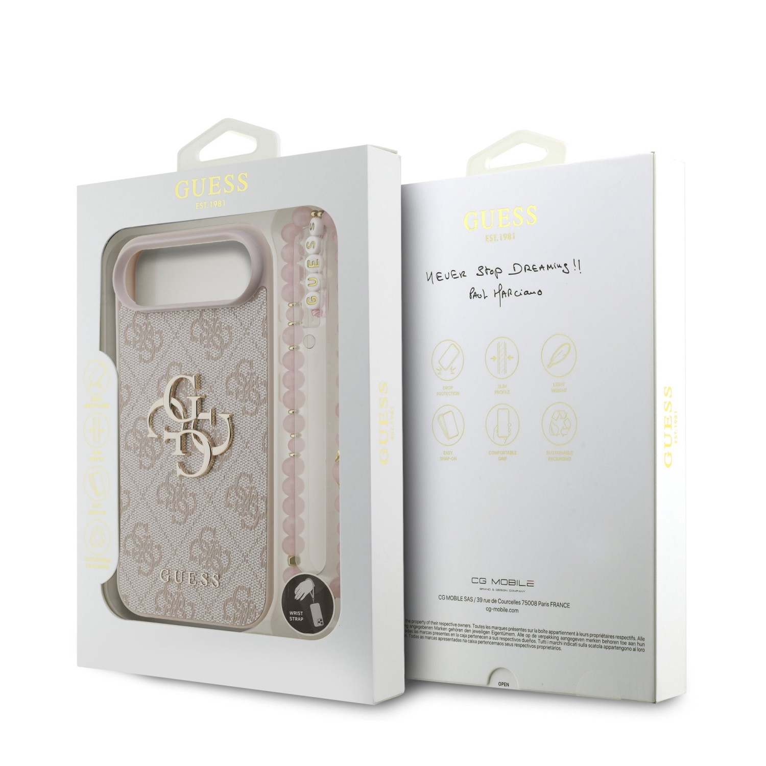 Guess PU 4G Metal Logo Strap Zadní Kryt pro iPhone Air Pink