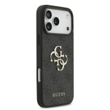 Guess PU 4G Metal Logo Strap Zadní Kryt pro iPhone 17 Pro Max Black