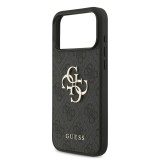 Guess PU 4G Metal Logo Strap Zadní Kryt pro iPhone 17 Pro Max Black