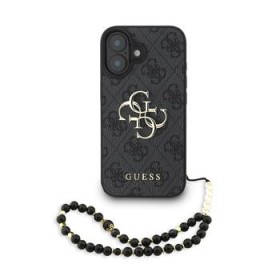 Zadní kryt Guess PU 4G Metal Logo Strap pro Apple iPhone 17, černá