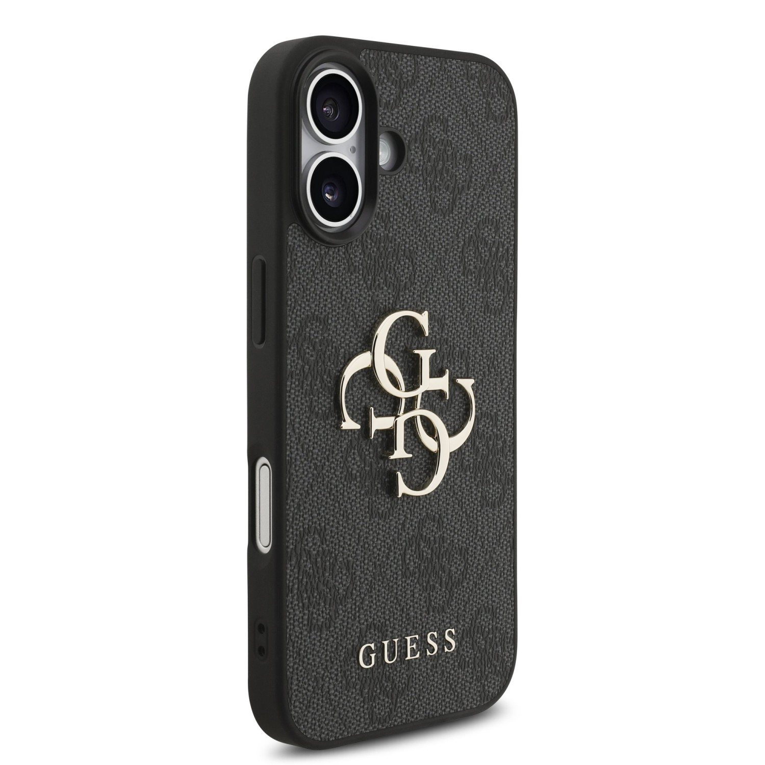 Guess PU 4G Metal Logo Strap Zadní Kryt pro iPhone 17 Black