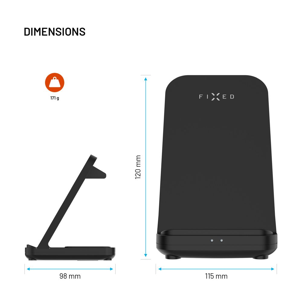 Stojánek FIXED Powerstation pro Garmin s bezdrátovým nabíjením až pro 3 zařízení, 15W+5W+2.5W, černá