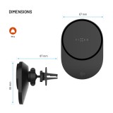 Držák do auta s bezdrátovým nabíjením FIXED MagAir s podporou uchycení MagSafe a standardem Qi2, 15W, černá