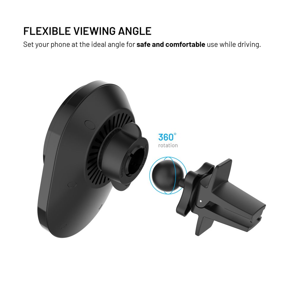 Držák do auta s bezdrátovým nabíjením FIXED MagAir s podporou uchycení MagSafe a standardem Qi2, 15W, černá