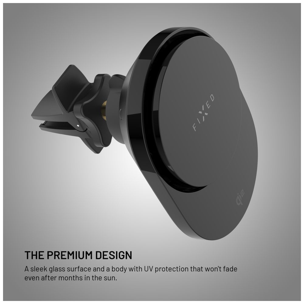 Držák do auta s bezdrátovým nabíjením FIXED MagAir s podporou uchycení MagSafe a standardem Qi2, 15W, černá