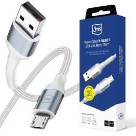 3mk Hyper Cable N-SERIES USB-A / microUSB 1m 5V/2.4A 12W bílá/černá
