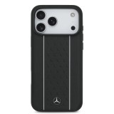 Mercedes Leather Star Pattern and Stripes MagSafe Zadní Kryt pro iPhone 17 Pro Max Black/White