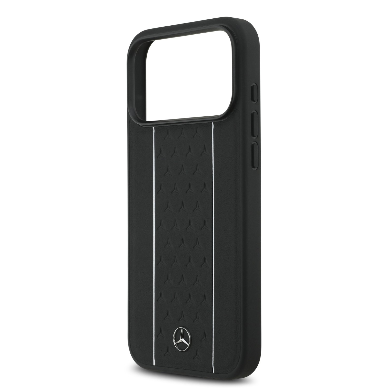 Mercedes Leather Star Pattern and Stripes MagSafe Zadní Kryt pro iPhone 17 Pro Max Black/White