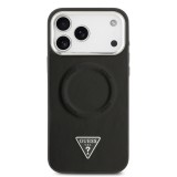 Guess PU Leather Triangle Logo MagSafe Zadní Kryt pro iPhone 17 Pro Max Black