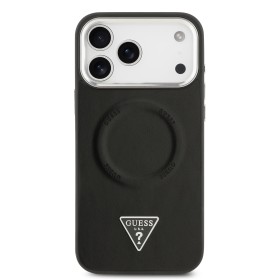 Zadní kryt Guess PU Leather Triangle Logo MagSafe pro Apple iPhone 17 Pro Max, černá
