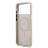 Guess PU Leather Triangle Logo MagSafe Zadní Kryt pro iPhone 17 Pro Pink