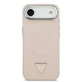 Guess PU Leather Triangle Logo MagSafe Zadní Kryt pro iPhone Air Pink