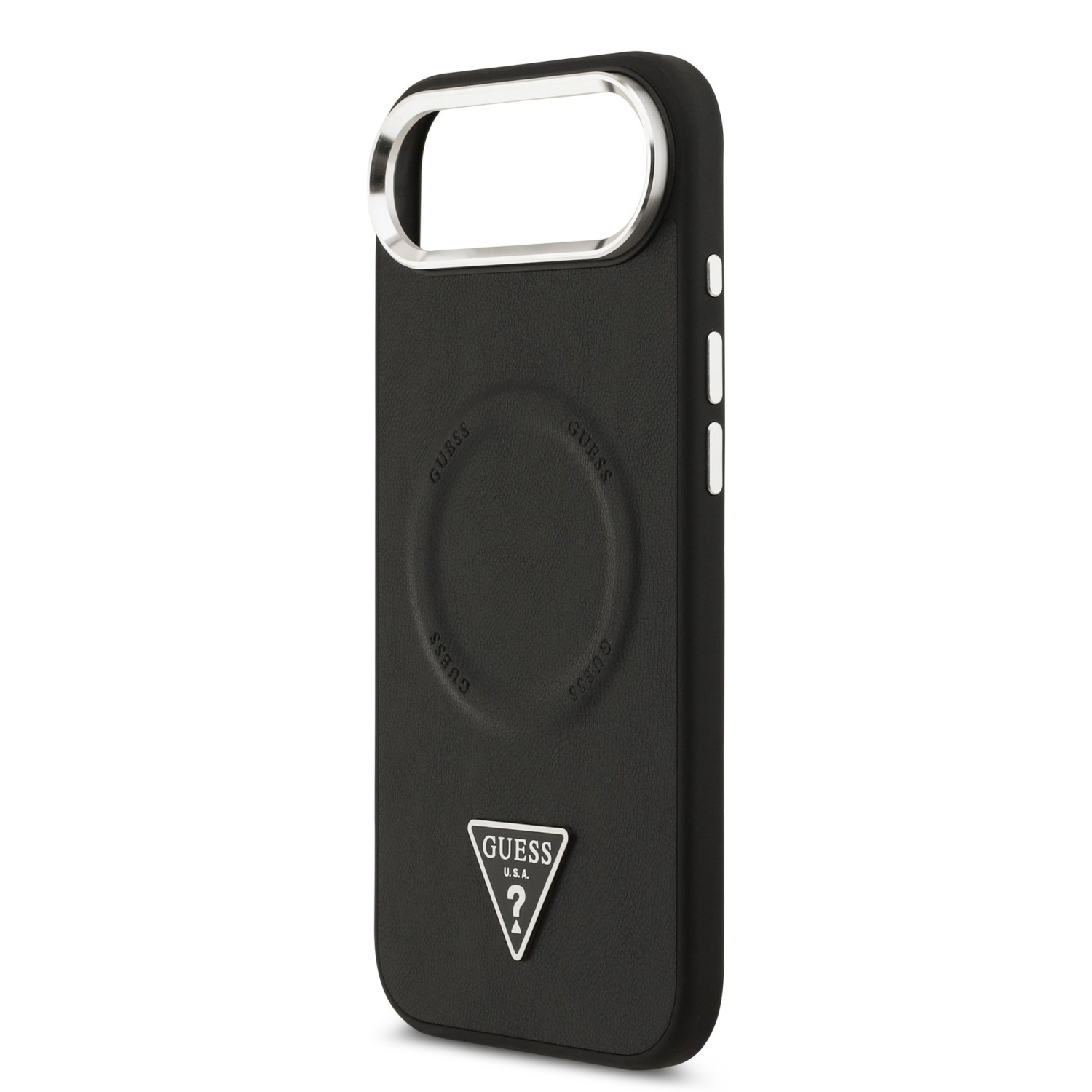 Guess PU Leather Triangle Logo MagSafe Zadní Kryt pro iPhone Air Black