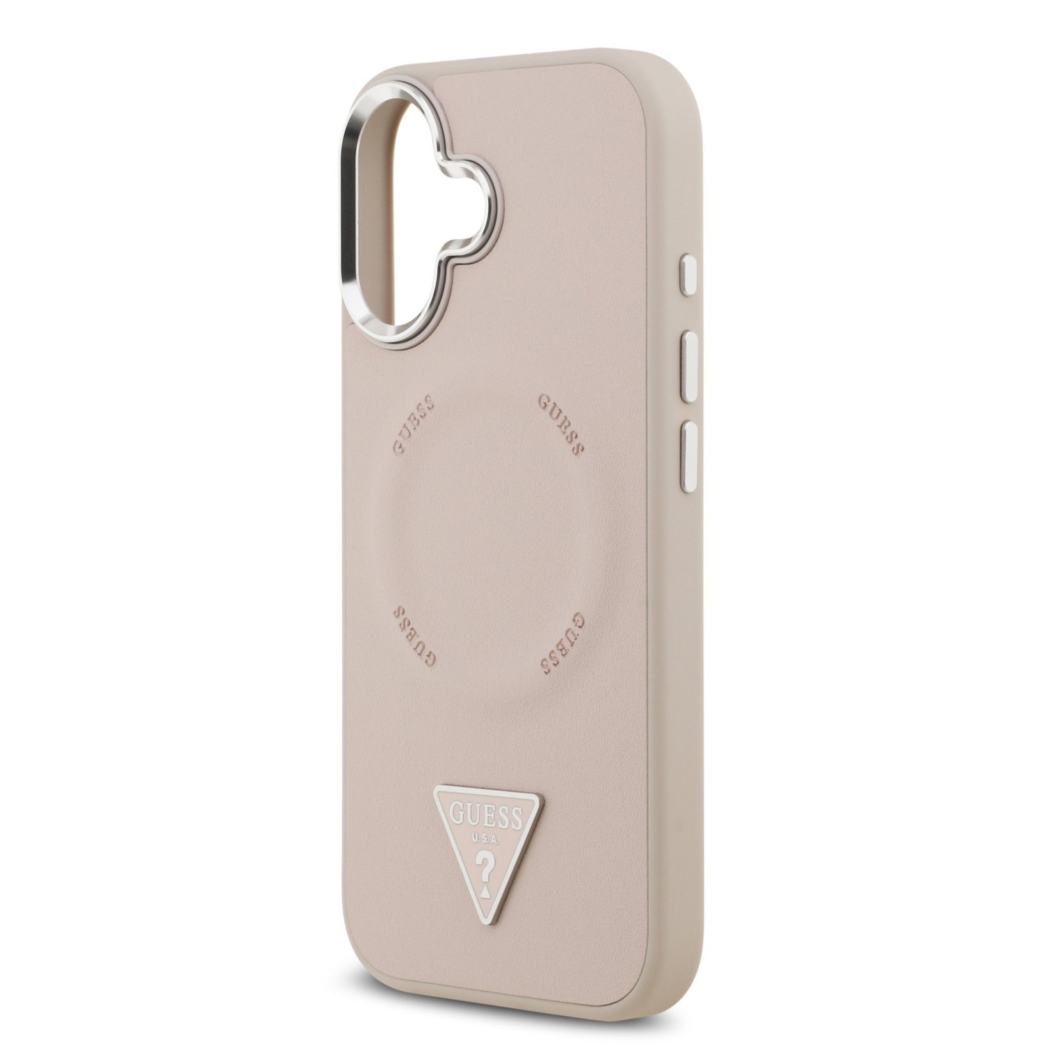 Guess PU Leather Triangle Logo MagSafe Zadní Kryt pro iPhone 17 Pink