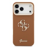 Guess PU Grained 4G Logo Stand Camera Frame Zadní Kryt pro iPhone 17 Pro Max Brown