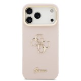Guess PU Grained 4G Logo Stand Camera Frame Zadní Kryt pro iPhone 17 Pro Max Pink