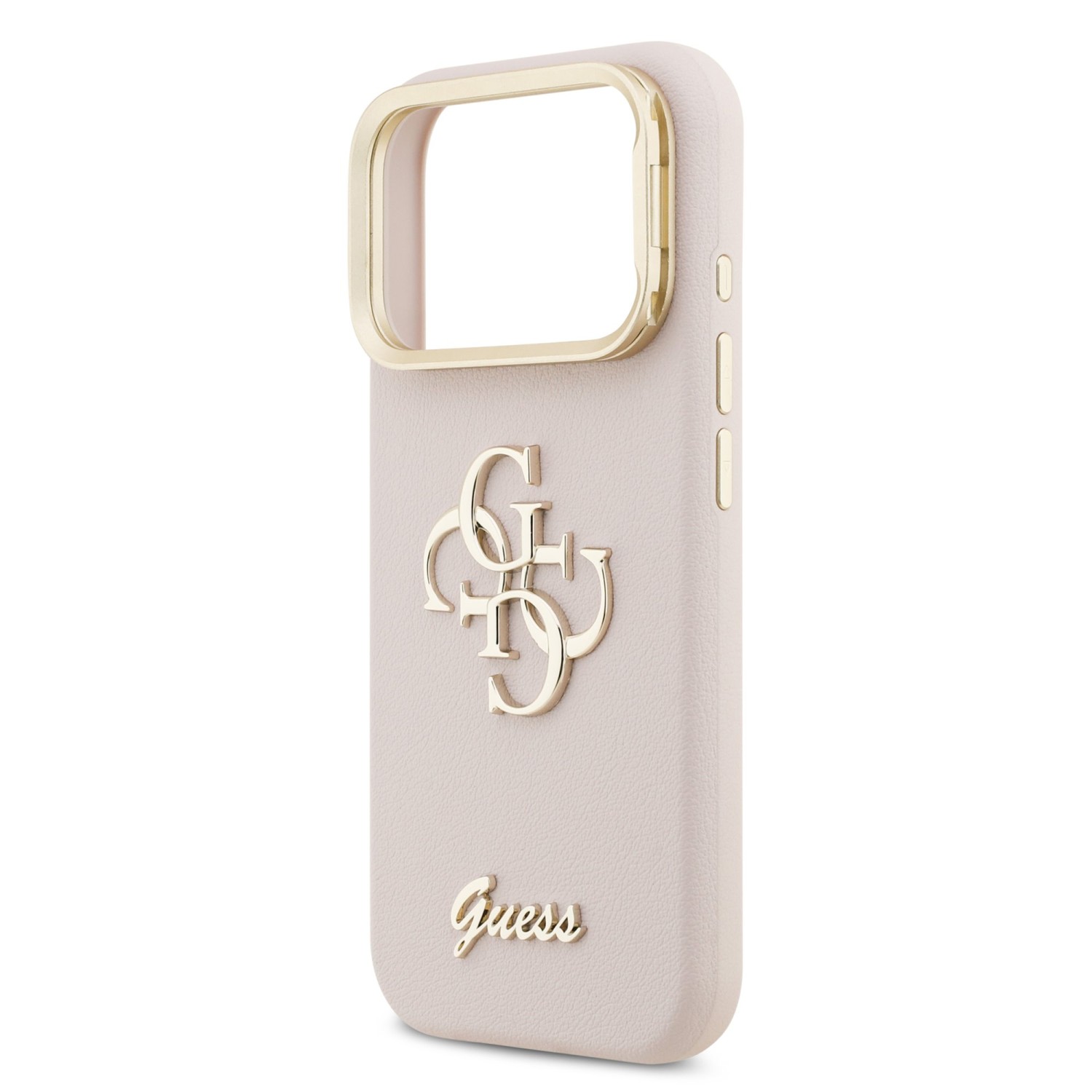 Guess PU Grained 4G Logo Stand Camera Frame Zadní Kryt pro iPhone 17 Pro Pink