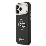 Guess PU Grained 4G Logo Stand Camera Frame Zadní Kryt pro iPhone 17 Pro Max Black