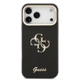 Guess PU Grained 4G Logo Stand Camera Frame Zadní Kryt pro iPhone 17 Pro Max Black