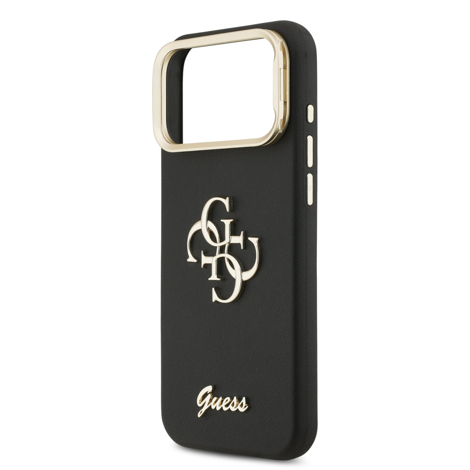 Guess PU Grained 4G Logo Stand Camera Frame Zadní Kryt pro iPhone 17 Pro Max Black