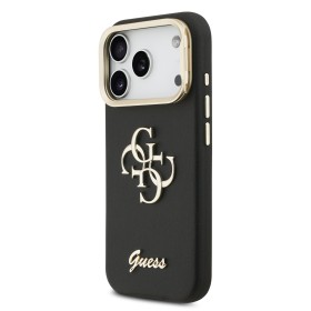 Zadní kryt Guess PU Grained 4G Logo Stand Camera Frame pro Apple iPhone 17 Pro, černá