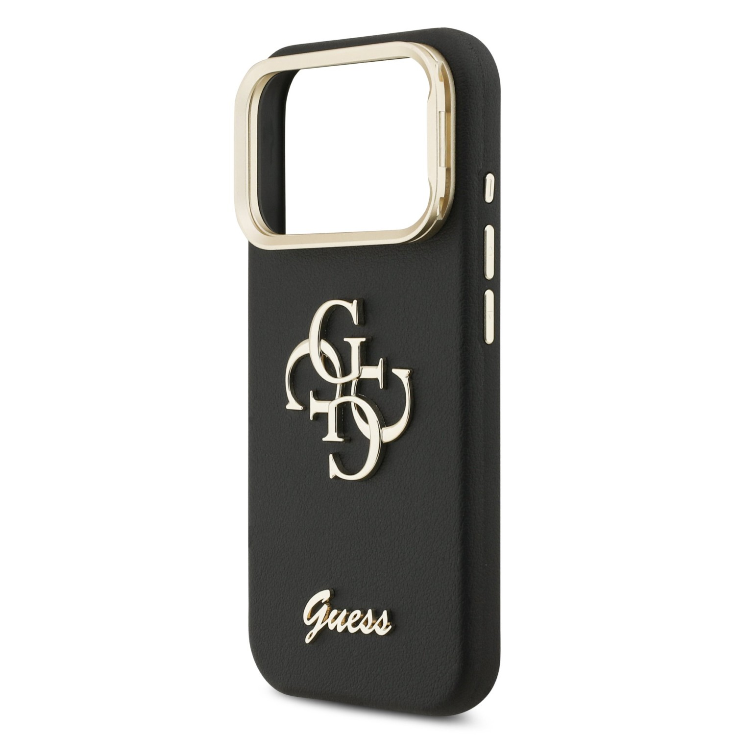 Guess PU Grained 4G Logo Stand Camera Frame Zadní Kryt pro iPhone 17 Pro Black