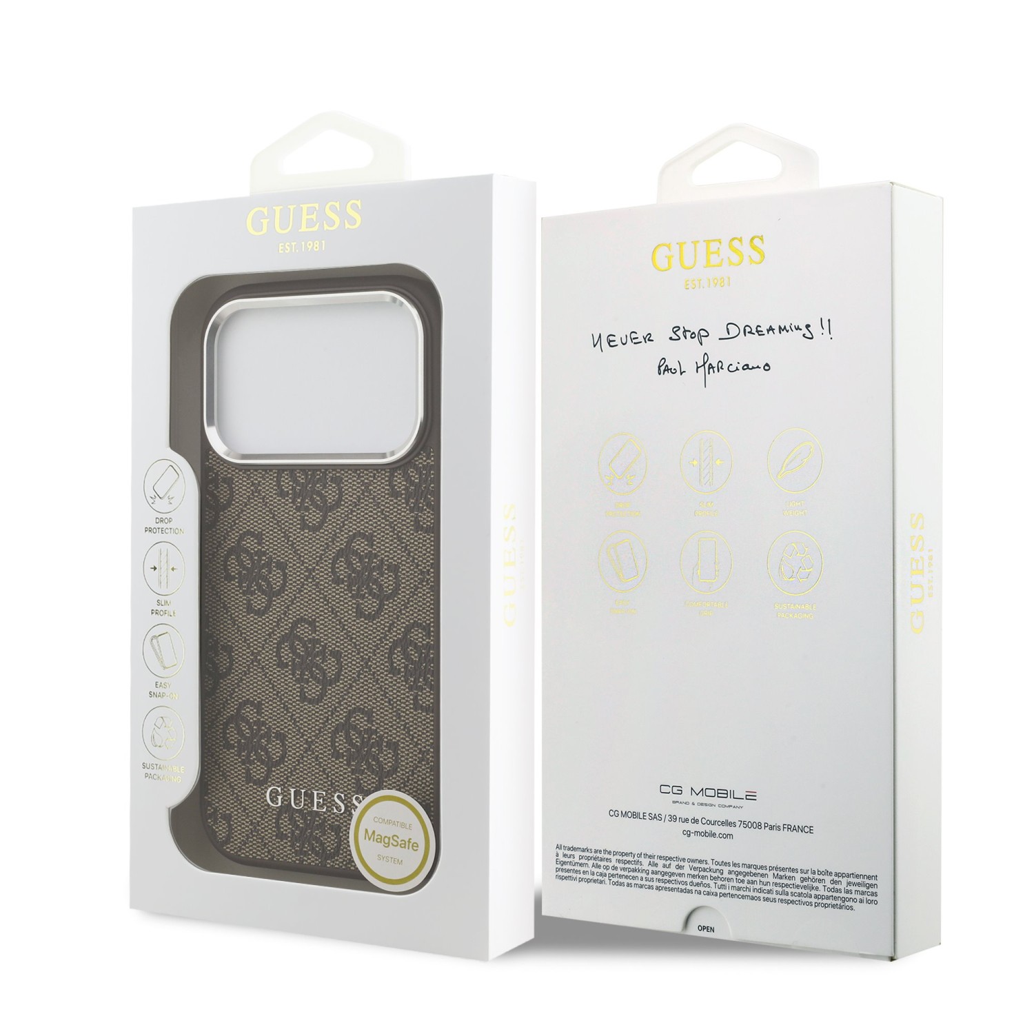 Guess 4G MagSafe Zadní Kryt pro iPhone 17 Pro Max Brown