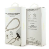 Guess Crossbody Popruh 4G Charm s Nabíjecím Kabelem USB-C/USB-C Beige